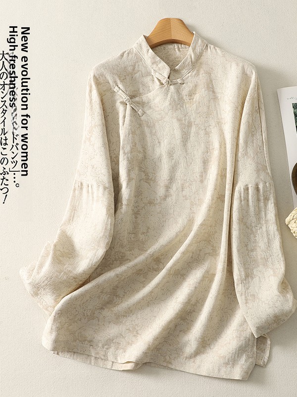 Embroidery Cotton Shirt - Ретро-рубашка из хлопка и льна с